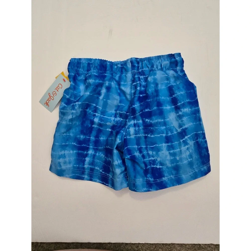 Cat & Jack Boys Blue Tie Dye Swim Trunks Size XS 4/5 NWT